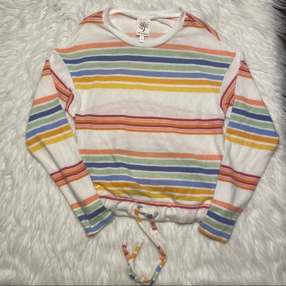 Self esteem striped 🌈 rainbow sweater Size S